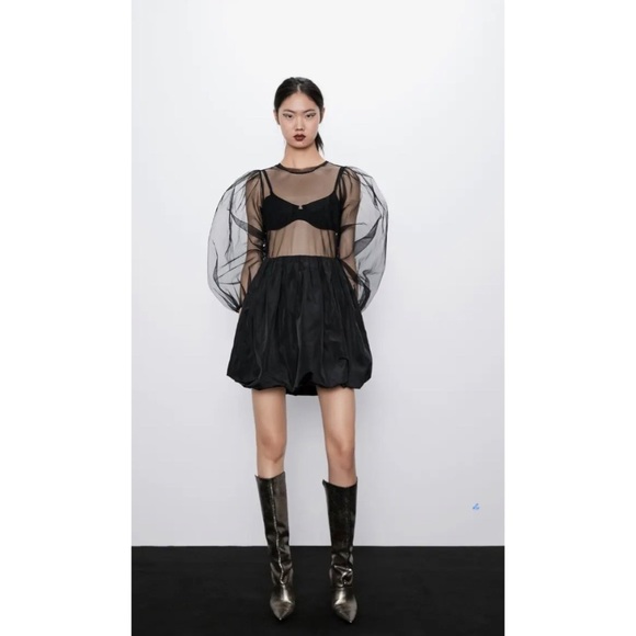 NWT Zara Tulle Organza Sheer Dress Size S - Picture 2 of 11